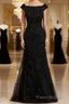 Sheath/Column Off-the-Shoulder Floor-Length Tulle Mother of the Bride Dresses With Beading