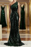 Sheath/Column One-Shoulder Sweep Train Sequins Bridesmaid Dresses