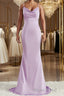 Sheath/Column Square Sweep Train NS Elastic Woven Satin Bridesmaid Dresses