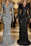 Sheath/Column V-neck Sweep Train Evening Dresses