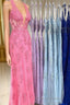 Sheath Halter Lace Tulle Formal Prom Dresses with Appliques