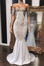 Sheath Long Mermaid Formal Prom Dresses With Appliques