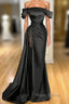 Sheath Off-The-Shoulder Long Sleeves Satin/Sequined Formal Prom Dresses