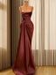 Sheath Spaghetti Straps Pleated Sweep Train Elastic Woven Satin Dress