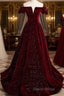 Shiny Off The Shoulder Burgundy Long Formal Prom Dresses
