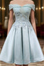 Short Off Shoulder Formal Prom Homecoming Dresses Lace Embroidery