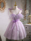 Short Purple Lace Prom Dresses, Short Purple Lace Formal Homecoming Dresses