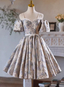 Silver Print Spaghetti Straps Homecoming Dress
