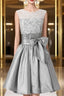 Silver Taffeta Short Homecoming Dresses Formal Prom Dresses
