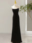 Simple Black Low Back Long Prom Dress, Black Floor Length Party Dress