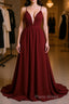 Simple burgundy chiffon long Formal Prom dress burgundy formal dress