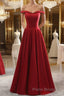 Simple burgundy off shoulder long Formal Prom dress, burgundy evening dress
