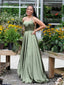 Simple Green Satin Long Formal Prom Dresses, Green Formal Evening Dresses