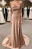 Simple Long Wedding Guest Dresses Sheath Satin Formal Dresses