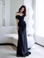Simple Mermaid Off The Shoulder Black Formal Prom Dresses Formal Evening Dresses