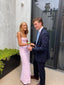 Simple Mermaid Spaghetti Straps Floor Length Sleeveless Pink Formal Prom Dresses
