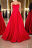 Simple red satin long Formal Prom dress, red backless long evening dress