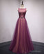 Simple Round Neck Tulle Long Prom Dress, Formal Dress