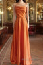 Simple Spaghetti Straps Cowl Neck Satin Dresses