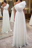Simple white chiffon long Formal Prom dress, white evening dress