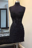 Sleeveless Black Lace Homecoming Dresses Spaghetti Straps