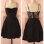 Spaghetti strap black simple lace cheap sexy homecoming Formal Prom Dresses