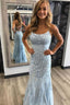 Baby Blue Mermaid Formal Prom Dresses | Stock In USA