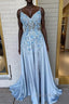 Spaghetti Straps 3D Flowers Formal Prom Dresses A Line Formal Gown
