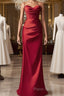 Spaghetti Straps Red Mermaid Formal Prom Dresses Elegant Formal Dresses