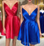Spaghetti Straps Satin Homecoming Dresses,Mini Formal Prom Dresses