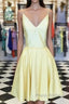 Spaghetti Straps V-Neck Satin Homecoming Dresses Short Mini Cocktail Dresses