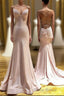 Pink Spaghetti Straps Mermaid Long Formal Prom Dresses, Simple Formal Gown