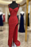 Sparkle Red Bodycon Sequined Long Formal Prom Dresses