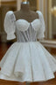 Sparkly A Line Short Cocktail Dresses White Sequin 18Th Birthday Outfits