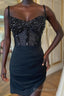 Sparkly Black Corset Sequin Tight Homecoming Dresses