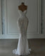 Sparkly Mermaid Spaghetti Straps White Sequin Beaded Wedding Dresses Long Bridal Gown Wedding Dresses