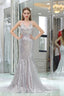 Sparkly Silver Sequined Mermaid Halter Backless Prom Dresses