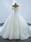 Stand Out With White Tulle Embrodiery Appliques Off the Shoulder Long Sleeve Beading Sequins Wedding Dress