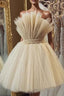 Strapless Beige A Line Short Homecoming Dresses