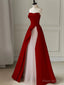 Strapless Burgundy Long Prom Dresses, Strapless Burgundy Long Formal Evening Dresses
