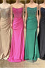 Strapless Mermaid Beaded Long Formal Prom Dresses With Slit
