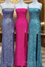 Strapless Sparkly Long Formal Prom Dresses With Slit,Formal Dresses,Charming Dance Dresses