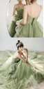 Straps mint green ball gown spring formal prom gown