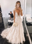 Stylish V Neck Tulle Applique Long Formal Prom Dresses