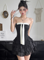 Sweet Black Tube Top Bowknot Herringbone Cake Skirt Homecoming Dresses