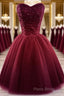 Sweet Burgundy Tulle Ball Party Dresses , Homecoming Dresses