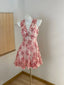 Sweet Pink Floral Backless Multi-Layered Pleated Chiffon Homecoming Dresses