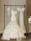 Sweet White Mermaid Bow Satin Tulle Wedding Dresses With Train