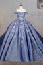 Sweetheart Ball Gown Off-the-shoulder Quinceanera Dresses with 3D Flower and Pearls