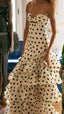 Sweetheart Dots Ruffle Chiffon Formal Prom Dresses,